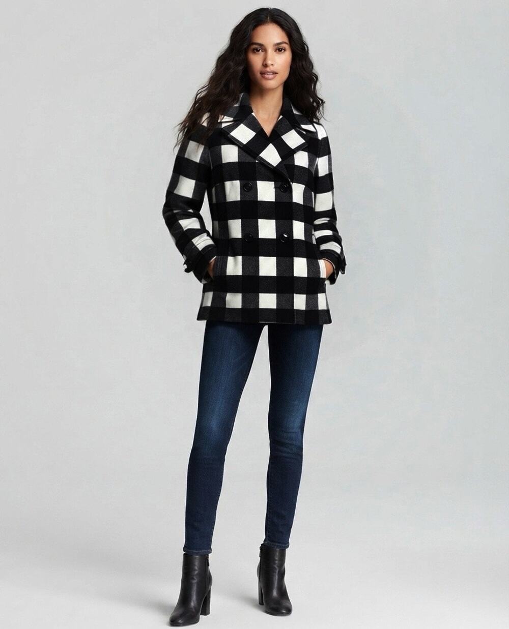 Banana Republic Gingham Plaid Peacoat Size Small